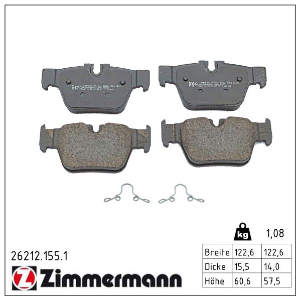 ZIMMERMANN Bremseklodser 262121551 bagaksel for BMW
