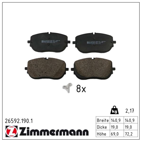 ZIMMERMANN Bremseklodser 265921901 foraksel for MERCEDES-BENZ