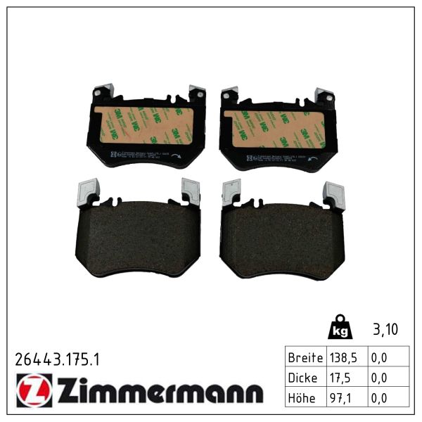 ZIMMERMANN Bremseklodser 264431751 foraksel for MERCEDES-BENZ