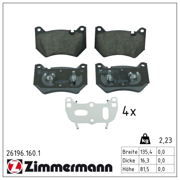 ZIMMERMANN Bremseklodser 261961601 foraksel for AUDI
