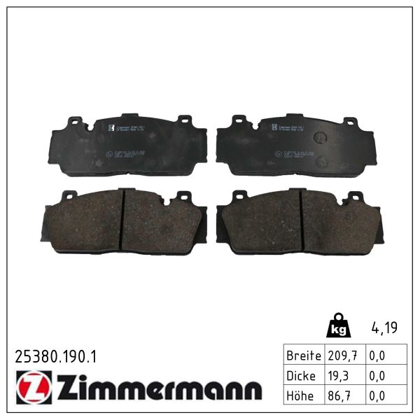 ZIMMERMANN Bremseklodser 253801901 foraksel for BMW