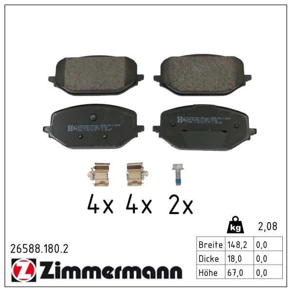 ZIMMERMANN Bremseklodser 265881802 foraksel for CITROËN/PEUGEOT TOYOTA