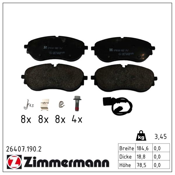 ZIMMERMANN Bremseklodser 264071902 foraksel for VAG