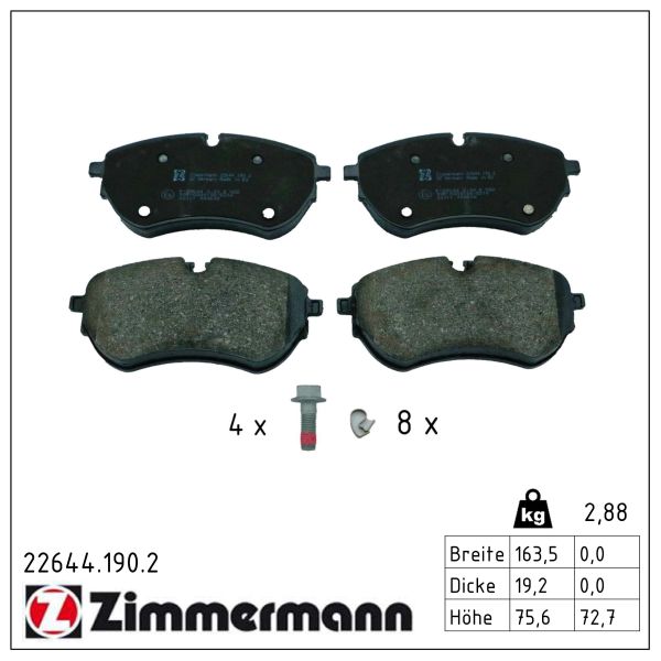 ZIMMERMANN Bremseklodser 226441902 foraksel for VAG