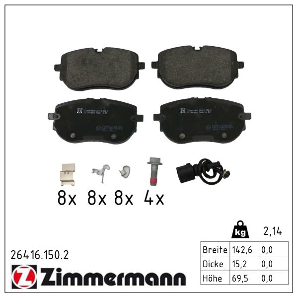 ZIMMERMANN Bremseklodser 264161502 foraksel for VAG