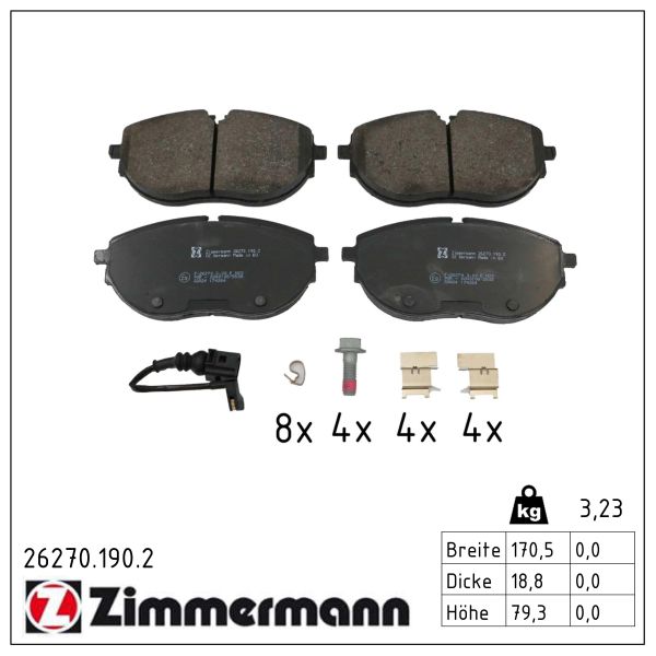 ZIMMERMANN Bremseklodser 262701902 foraksel for VAG