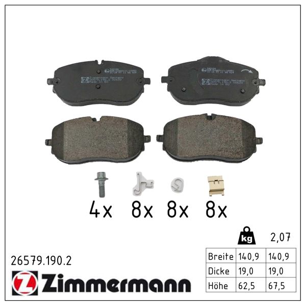 ZIMMERMANN Bremseklodser 265791902 foraksel for MERCEDES-BENZ