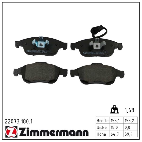 ZIMMERMANN Bremseklodser 220731801 foraksel for MERCEDES-BENZ