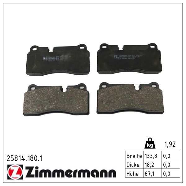 ZIMMERMANN Bremseklodser 258141801 bagaksel for BMW