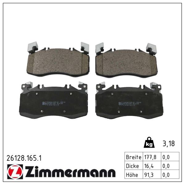 ZIMMERMANN Bremseklodser 261281651 foraksel for MERCEDES-BENZ