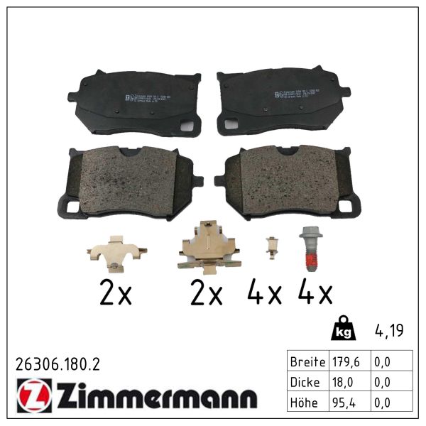 ZIMMERMANN Bremseklodser 263061802 foraksel for VOLVO POLESTAR