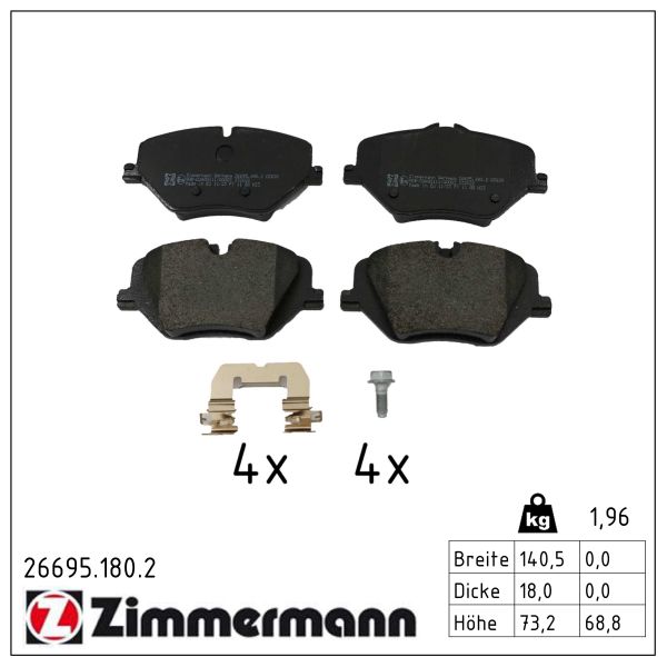 ZIMMERMANN Bremseklodser 266951802 foraksel for BMW