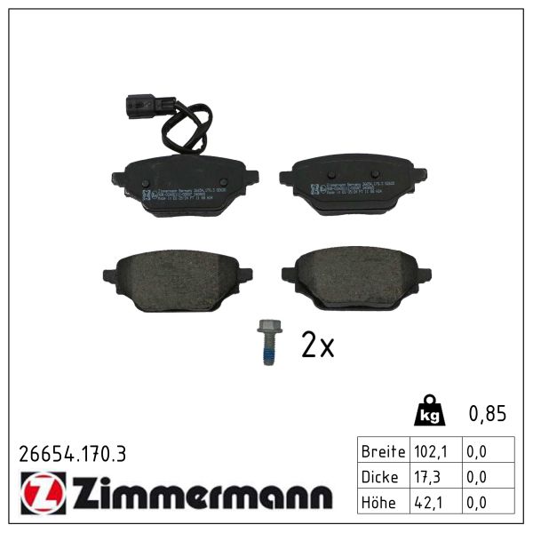 ZIMMERMANN Bremseklodser 266541703 bagaksel for MERCEDES-BENZ