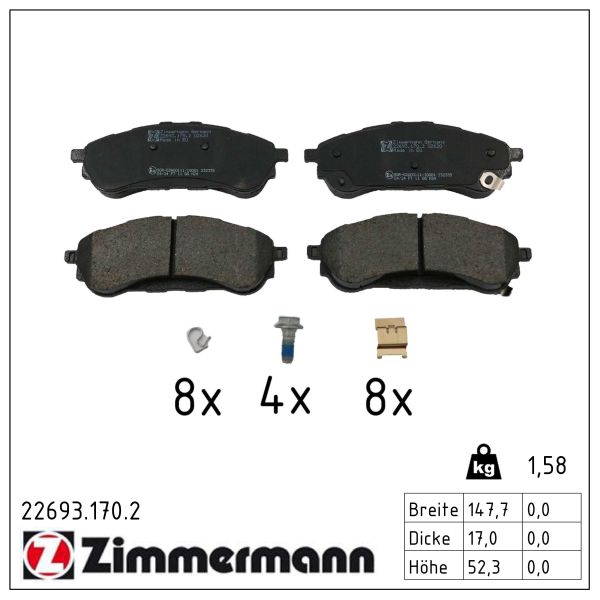 ZIMMERMANN Bremseklodser 226931702 bagaksel for FORD FORD AUSTRALIA