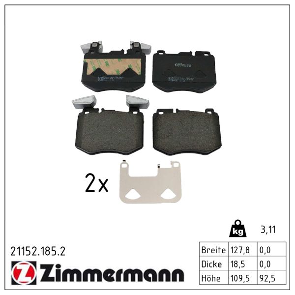 ZIMMERMANN Bremseklodser 211521852 foraksel for MERCEDES-BENZ
