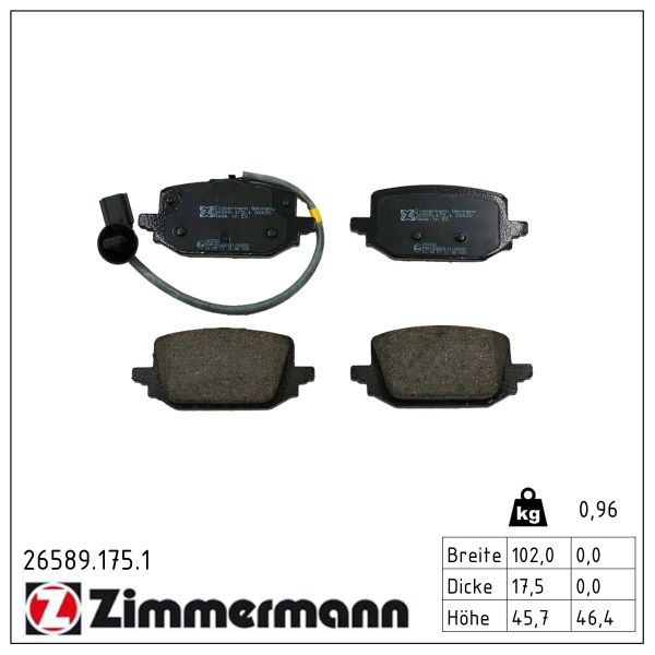 ZIMMERMANN Bremseklodser 265891751 bagaksel for MERCEDES-BENZ RENAULT