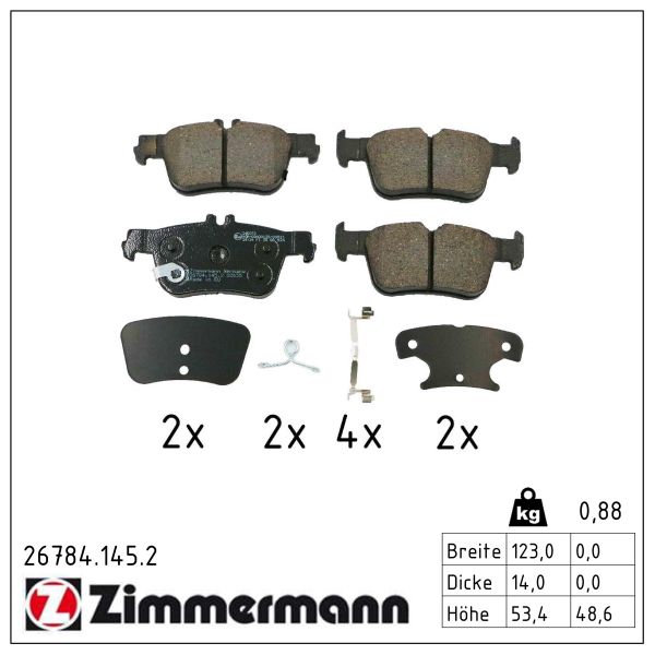 ZIMMERMANN Bremseklodser 267841452 bagaksel for FORD USA FORD (CHANGAN)