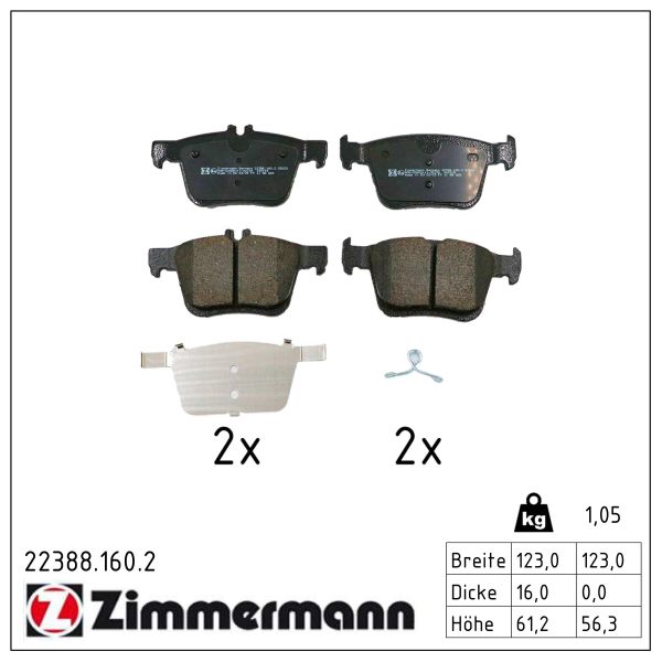 ZIMMERMANN Bremseklodser 223881602 bagaksel for VAG