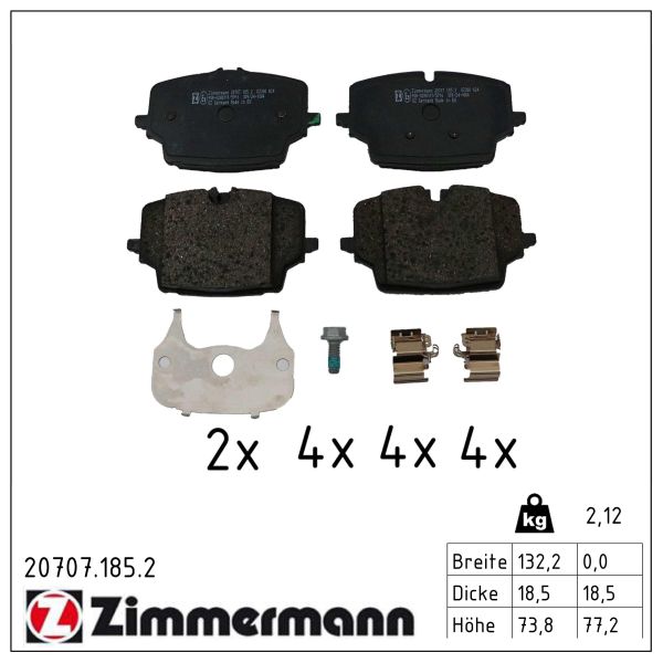 ZIMMERMANN Bremseklodser 207071852 foraksel for BMW