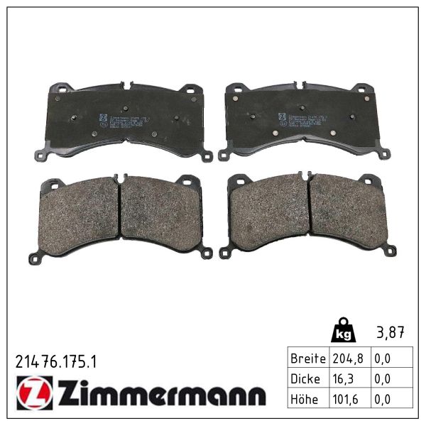 ZIMMERMANN Bremseklodser 214761751 foraksel for AUDI