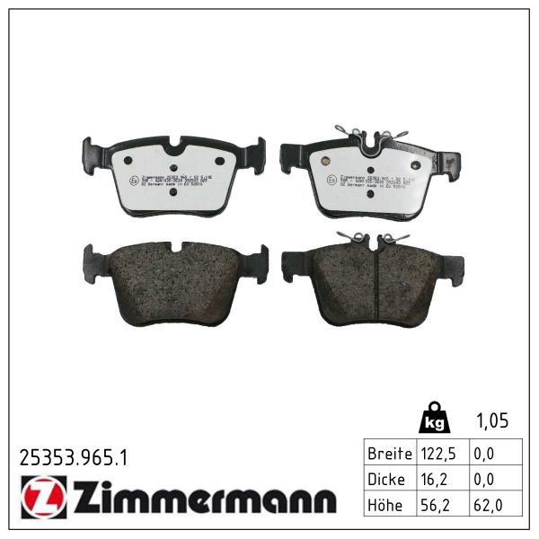 ZIMMERMANN Bremseklodser 253539651 bagaksel for MERCEDES-BENZ MERCEDES-BENZ (BBDC)