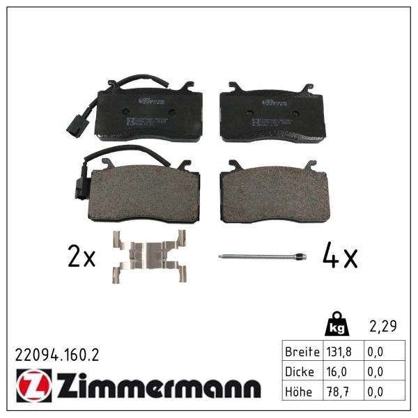 ZIMMERMANN Bremseklodser 220941602 foraksel for ALFA ROMEO