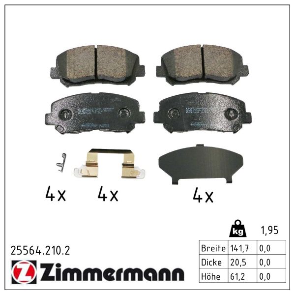 ZIMMERMANN Bremseklodser 255642102 foraksel for CHRYSLER JEEP JEEP (GAC FCA)