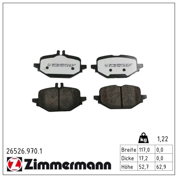 ZIMMERMANN Bremseklodser 265269701 bagaksel for MERCEDES-BENZ