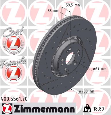 ZIMMERMANN Bremseskive 400556170 foraksel 400mm 38mm for MERCEDES-BENZ