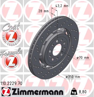 ZIMMERMANN Bremseskive 110222970 bagaksel 350mm 28mm for ALFA ROMEO