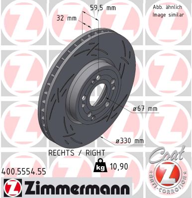 ZIMMERMANN Bremseskive 400555455 højre foraksel lukket 330mm 32mm for MERCEDES-BENZ