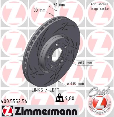 ZIMMERMANN Bremseskive 400555254 venstre foraksel lukket 330mm 30mm for MERCEDES-BENZ