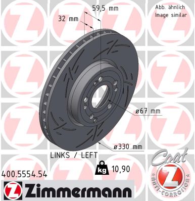 ZIMMERMANN Bremseskive 400555454 venstre foraksel lukket 330mm 32mm for MERCEDES-BENZ