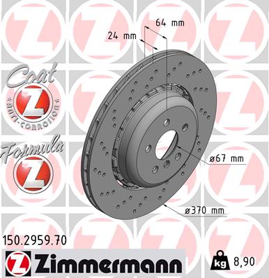 ZIMMERMANN Bremseskive 150295970 Bagaksel venstre 370mm 24mm for BMW