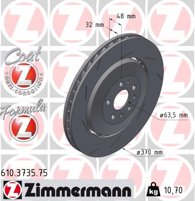 ZIMMERMANN Bremseskive 610373575 venstre foraksel 370mm 32mm for VOLVO