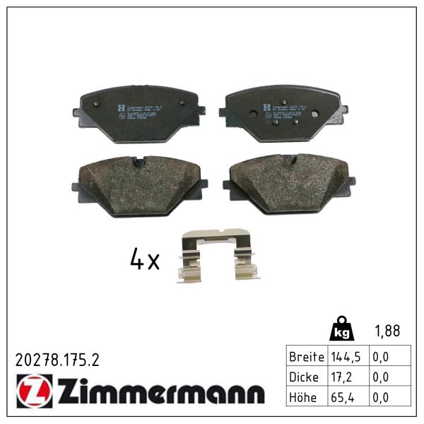 ZIMMERMANN Bremseklodser 202781752 bagaksel for LAND ROVER