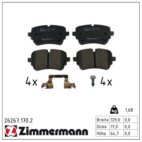ZIMMERMANN Bremseklodser 262671702 bagaksel for VAG