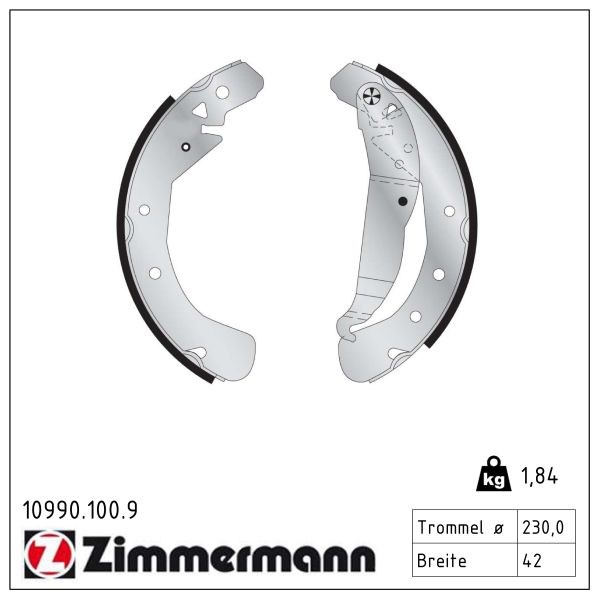 ZIMMERMANN Bremsebakkesæt 109901009 bagaksel for OPEL