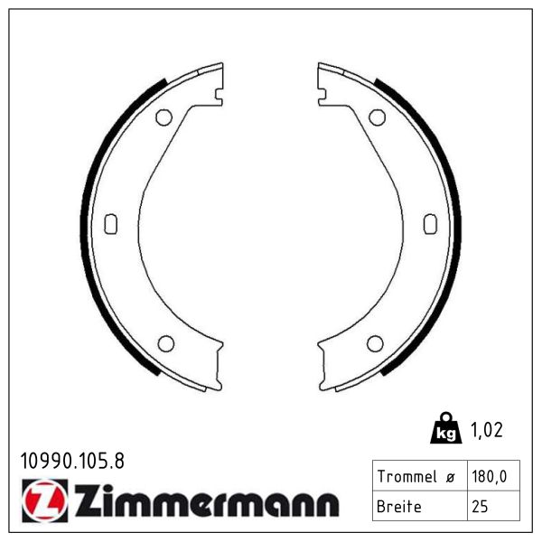 ZIMMERMANN Bremsebakkesæt, parkeringsbremse 109901058 bagaksel for BMW