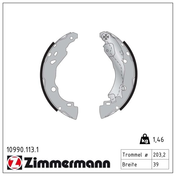 ZIMMERMANN Bremsebakkesæt 109901131 bagaksel for FIAT PEUGEOT