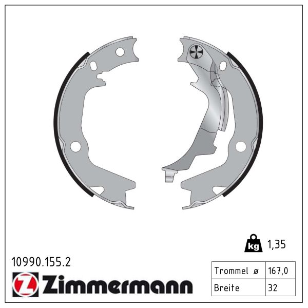 ZIMMERMANN Bremsebakkesæt, parkeringsbremse 109901552 bagaksel for HYUNDAI KIA