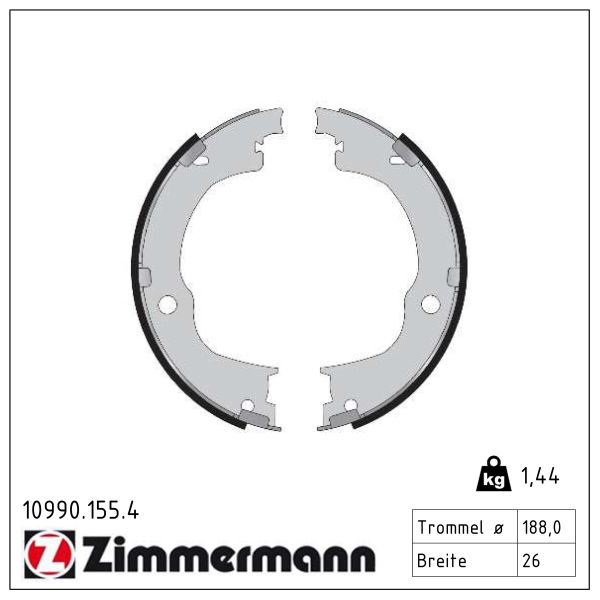 ZIMMERMANN Bremsebakkesæt, parkeringsbremse 109901554 bagaksel for OPEL CHEVROLET