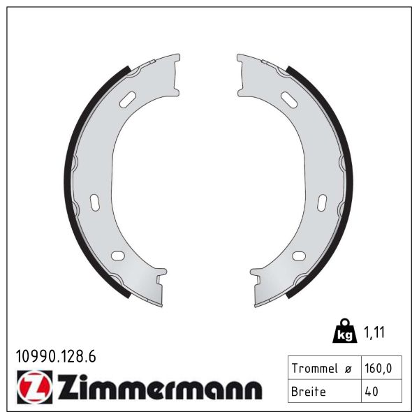 ZIMMERMANN Bremsebakkesæt, parkeringsbremse 109901286 bagaksel for MERCEDES-BENZ VAG