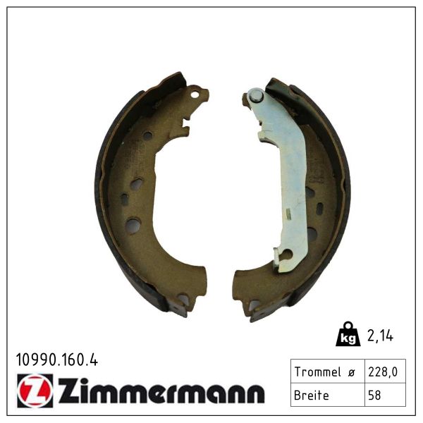 ZIMMERMANN Bremsebakkesæt 109901604 bagaksel for FORD