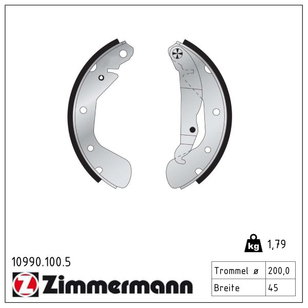 ZIMMERMANN Bremsebakkesæt 10990.100.5 bagaksel for OPEL DAEWOO