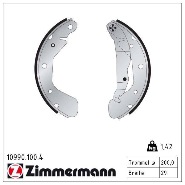ZIMMERMANN Bremsebakkesæt 109901004 bagaksel for OPEL VAUXHALL GENERAL MOTORS