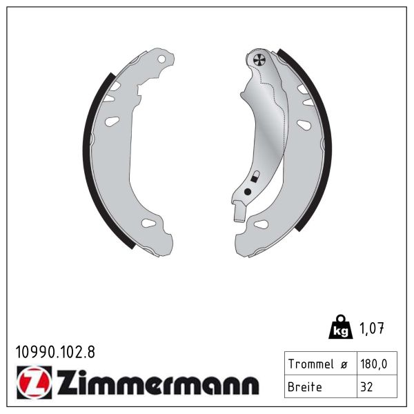 ZIMMERMANN Bremsebakkesæt 109901028 bagaksel for PEUGEOT