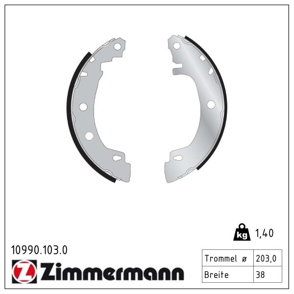 ZIMMERMANN Bremsebakkesæt 109901030 bagaksel for RENAULT