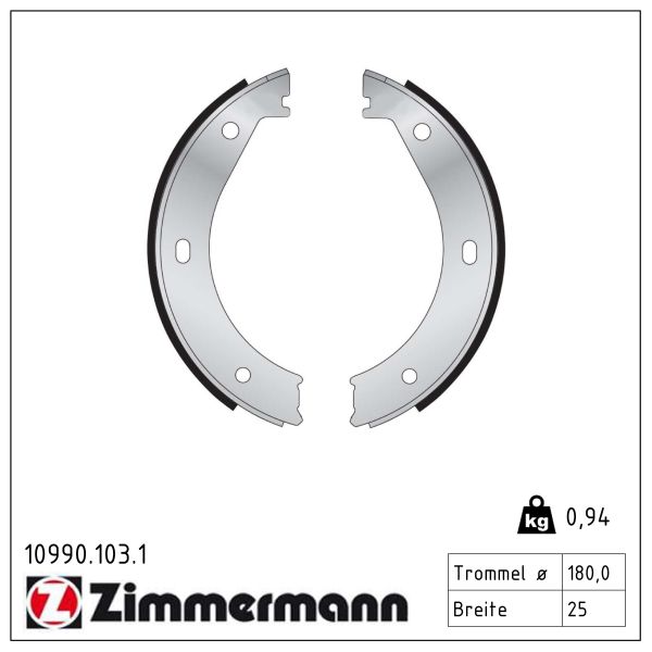ZIMMERMANN Bremsebakkesæt, parkeringsbremse 109901031 bagaksel for BMW