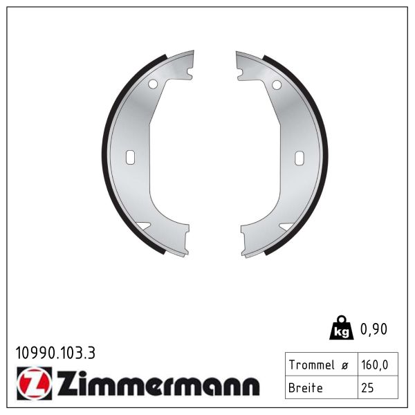 ZIMMERMANN Bremsebakkesæt, parkeringsbremse 109901033 bagaksel for BMW